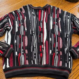 Cotton Traders Vintage 80’s 3D style men’s sweater. Black, red and white. Large.